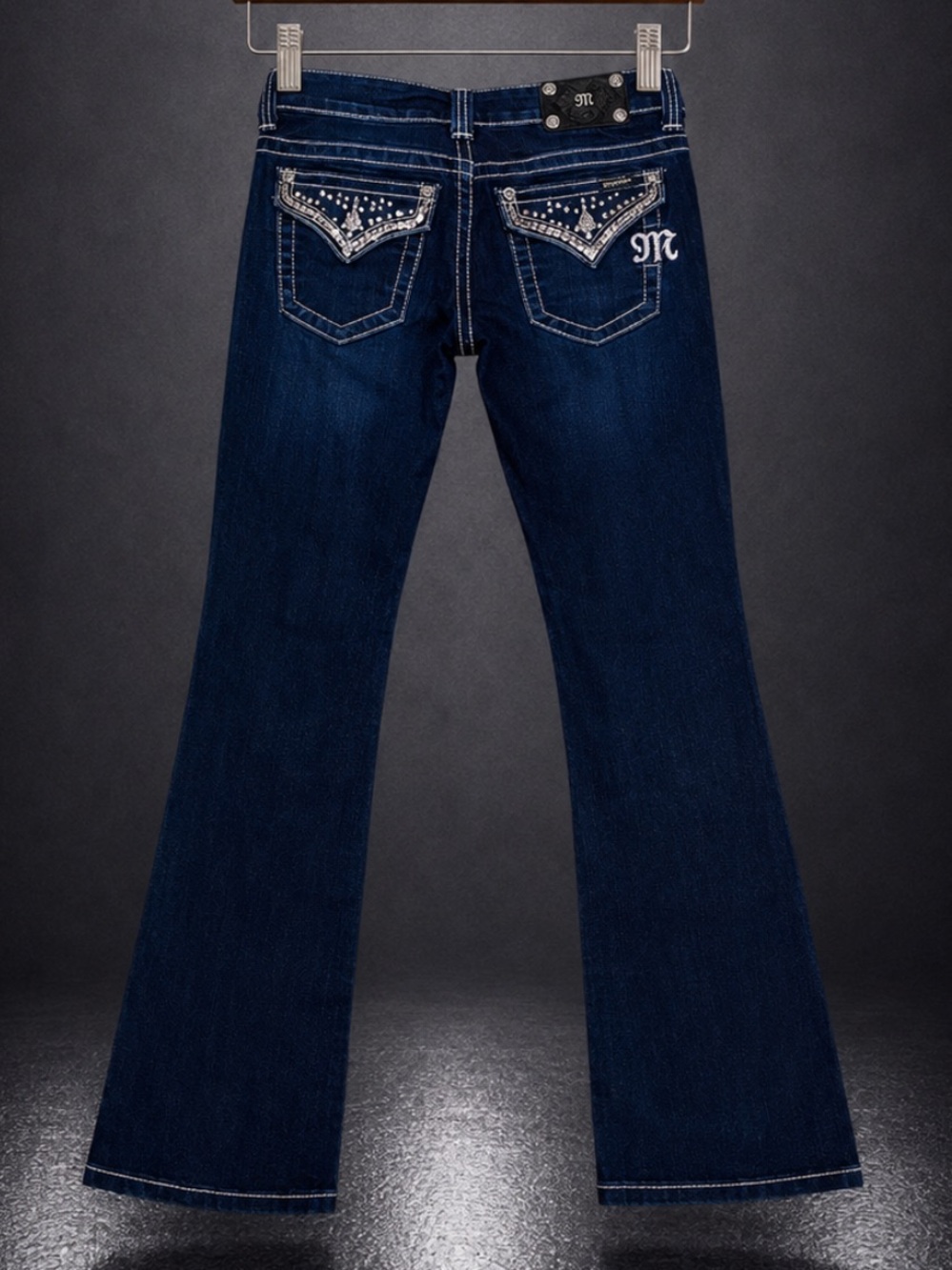 Miss Me Stretch Bootcut Dark Wash Embellished Jeans Women’s 27x33 EUC